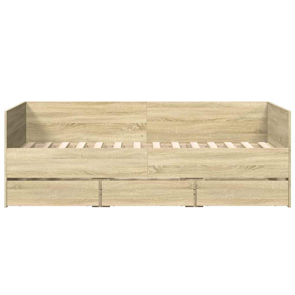 Leżanka 2w1 z szufladami do salonu i sypialni Dąb Sonoma 75x190 cm