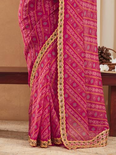 Image of Women's Banarasi Silk With Jacquard Print Saree With Blouse