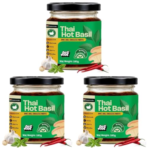 Image of ASF Thai Hot Basil Stir Fry Sauce, 180g | Thai Cooking Sauce for Noodles, Fried Rice & Tofu Stir Fry | No Palm Oil | 100% Vegan | No Preservatives | Clean Label | Conceptualized in the UAE (Pack of 3)