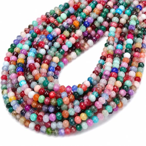 Perlin Fil de perles en agate et jaspe, 4mm, rondelle, 110 pièces, perles de bijouterie en pierre semi-précieuse pour bijoux, collier, bracelet (mélangé)