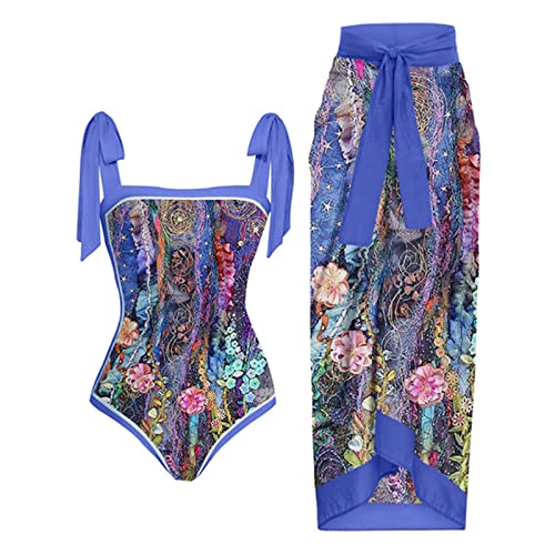 Traje de baño sexy para mujer, estilo nacional, bikini con cinturón, traje de baño, blusa, traje de baño, corte out,, 1 azul., L
