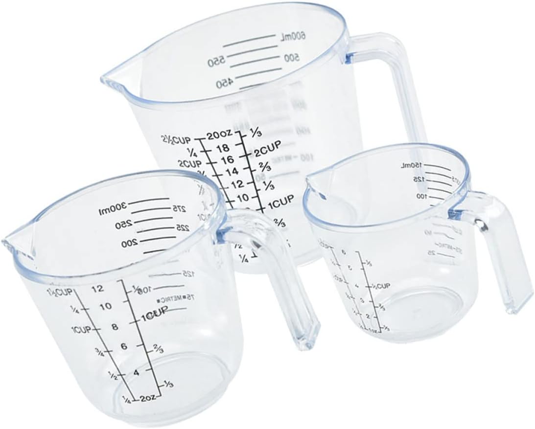 3pcs Glass Measuring glass measuring pitcher glass butter warmer measuring cup Cup Measuring Cups (Transparent 15X12.5CM)