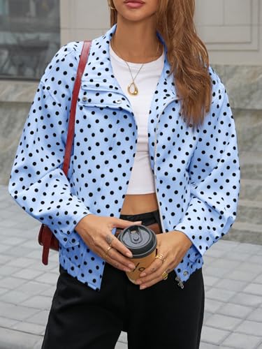Image of Tankaneo Womens Polka Dot Zip Up Cropped Jackets