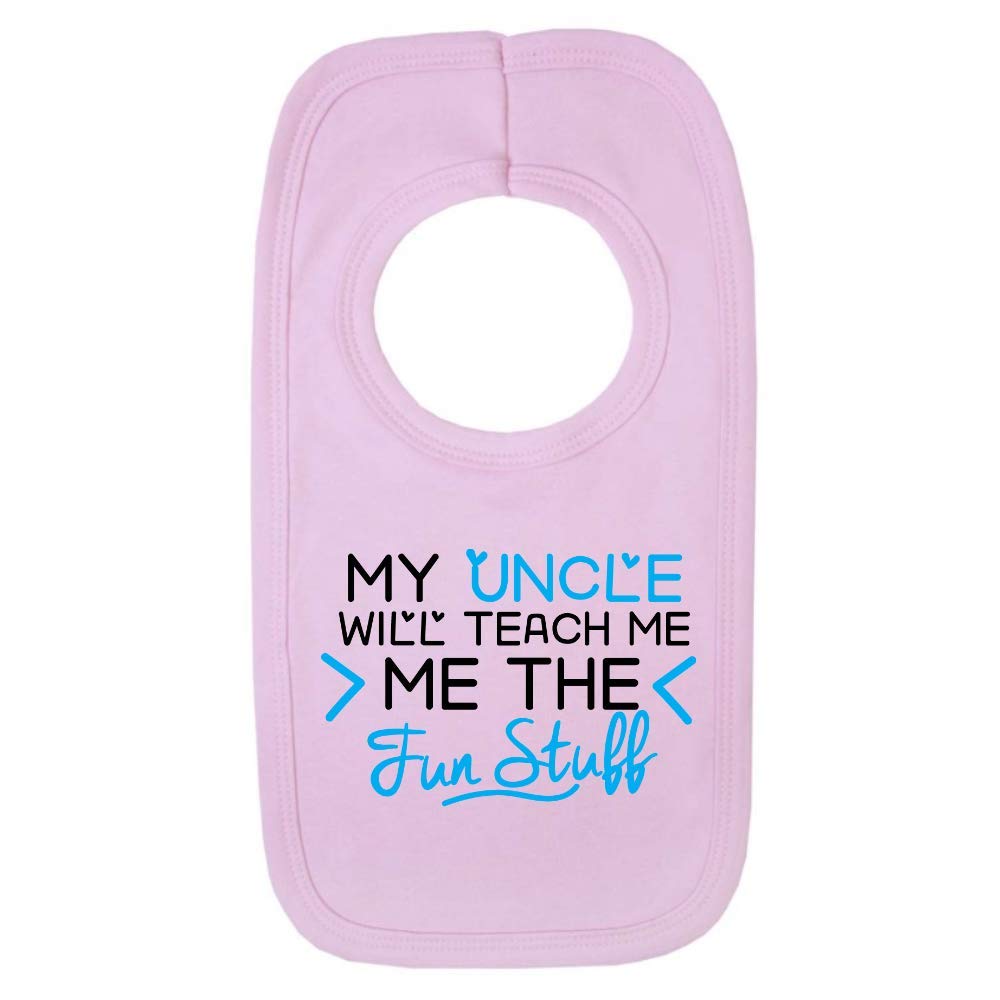 Kickass Tees Uncle Will Teach Me The Fun Stuff 1 Baby Bib One Size Pink Funny Uncle New Born Arrival Gift