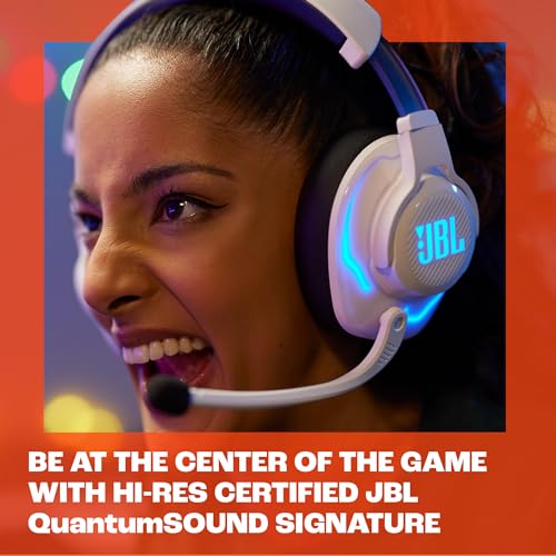 JBL Quantum 910P - Wireless Consol Over-Ear Gaming Headset with Head Tracking-Enhanced, Active Noise Cancelling and Bluetooth, QuantumSPATIAL 360, Hi-Res Certified, Low Latency Wireless (White) - image 6
