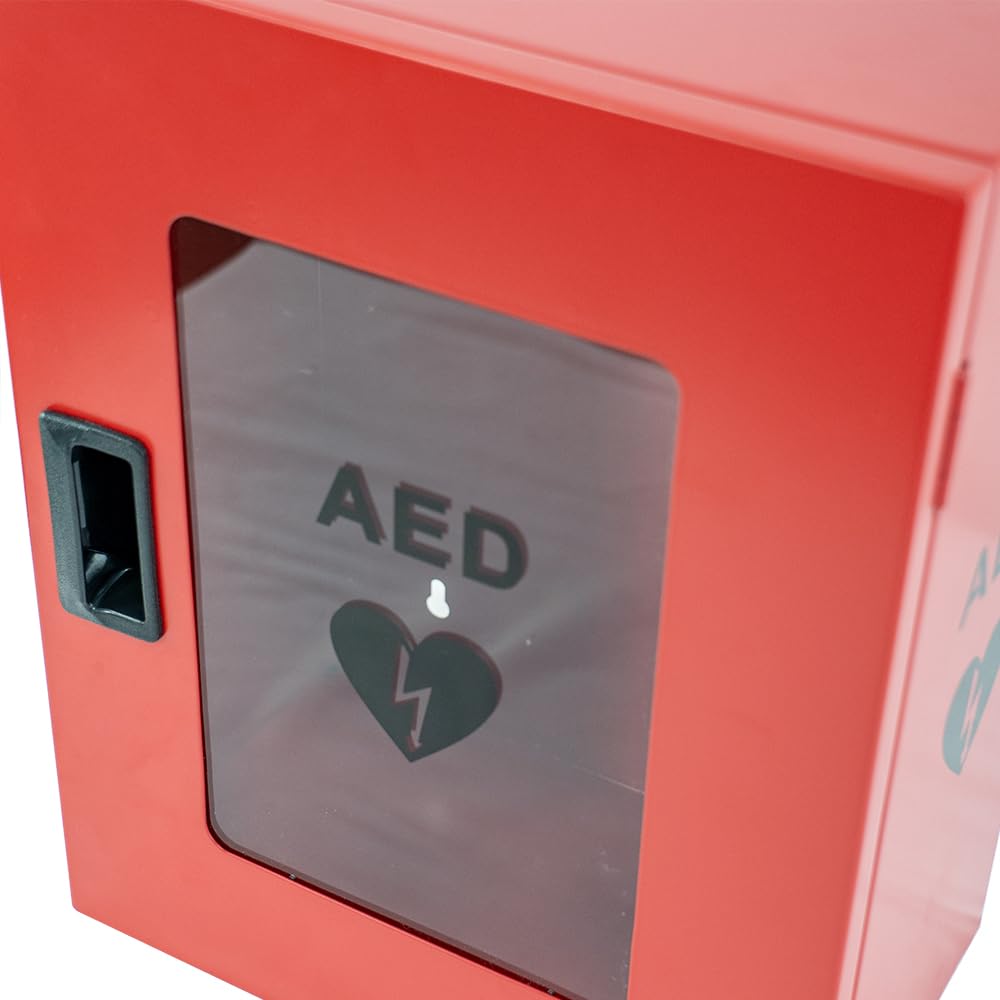 ISOP Armadio per Defibrillatore – Armadio per DEA – Scatola per DEA – Supporto per Defibrillatore – Vetrina per DEA – Scatola Rossa per Attrezzature di Sicurezza Antincendio – 36 × 29 × 17 cm – Rosso