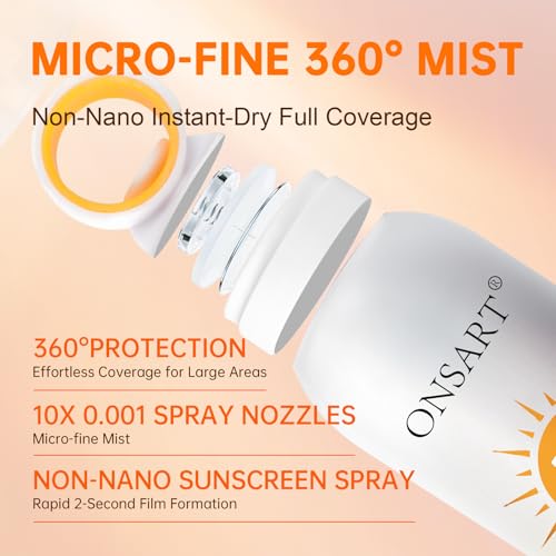 Image of Reef Safe Mineral Sunscreen Spray SPF 50+, Zinc Oxide Broad Spectrum Protection, Lightweight Non-Greasy Mist for Active Outdoor Use, 360 Ring Spray, Water Resistant 80 Min, 6.76 oz /200ml