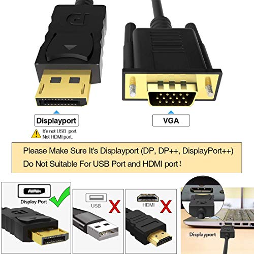 Foboiu LMPYF Displayport To Vga, Vga Adapter 6 Feet Dp Cable Connects Port From Desktop Or Laptop Monitor Projector thumb #4