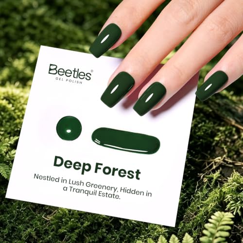 Image of Beetles Green Gel Nail Polish, 15ml Deep Forest Green Color Gel
