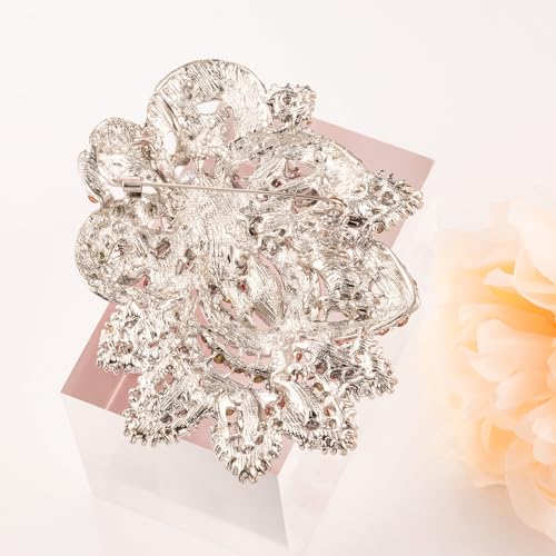 Image of LAXPICOL Big Large Women's Vintage Austrian Crystal Elegant Flower Teardrop Brooch Gold Tone