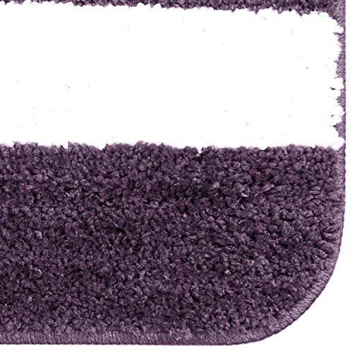 Image of Cazimo Microfiber Rectangle Shaped Anti-Skid Bath Mats | Soft & Super Absorbent Mats for Shower | Washable, Non-Slip & Quick-Drying Mats, 40x58 CM | Pack of 2 (Purple & White)