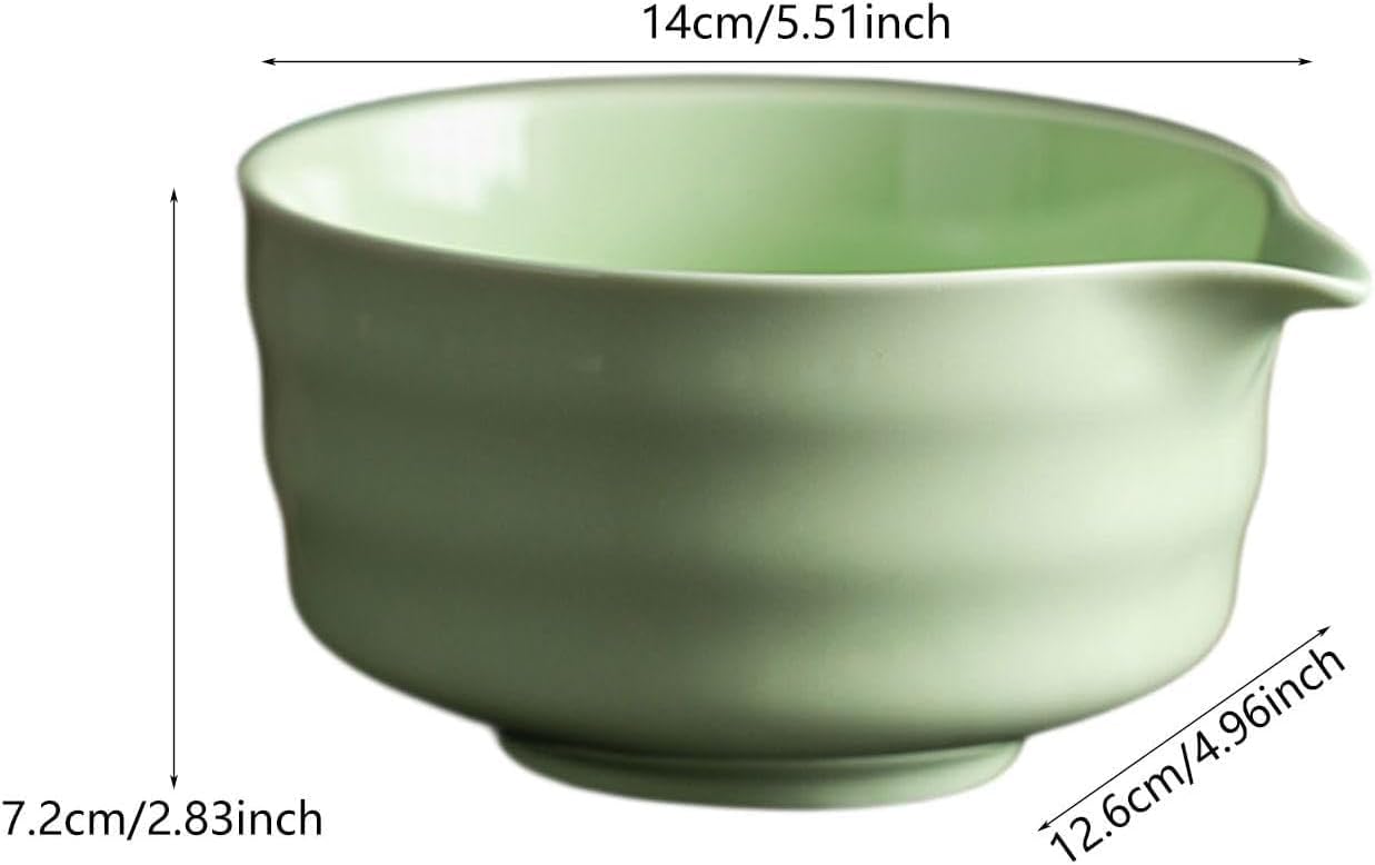 White Matcha Bowl with Pouring Spout for Tea Lovers, Ideal for Beginners and Home Decor, Kitchen Dining Accessories Green