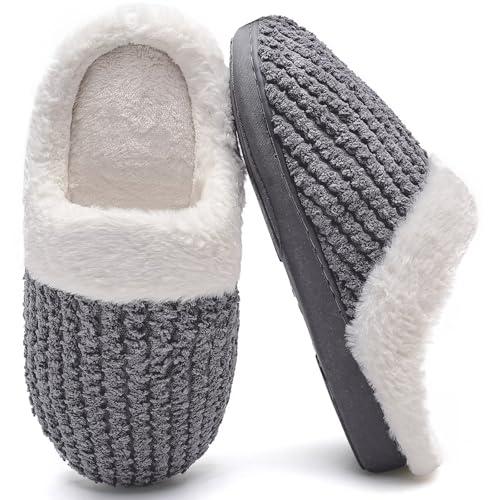 Image of YALOX Slippers for Womens Warm Memory Foam Anti-Slip House Shoes Comfortable Cotton Slippers Home Bedroom Shoes Indoor & Outdoor