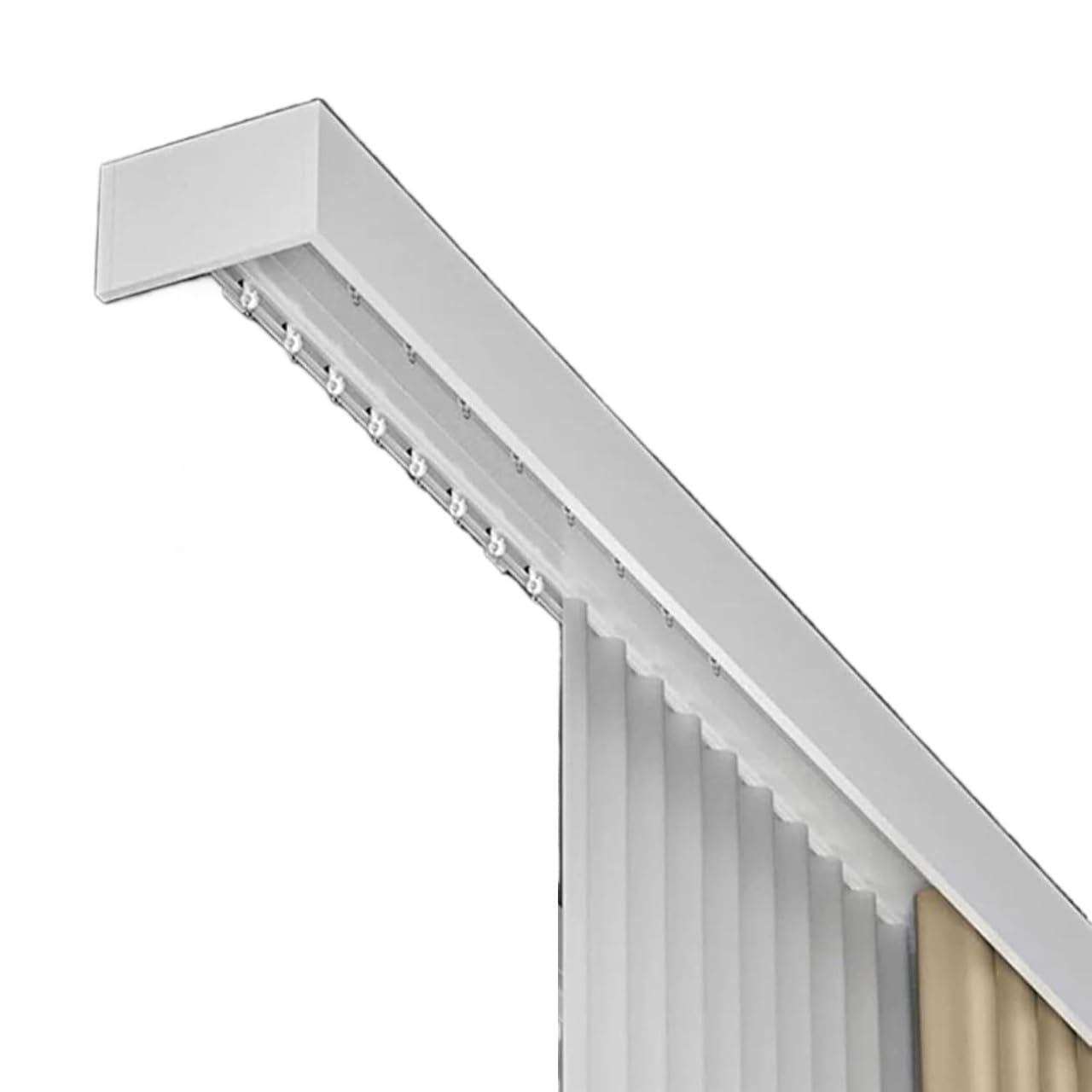 Curtain Track Double Tracks, Curtain Pelmet Track 3-in-1 Heavy Duty White Rail For Blackout 1-6M(3.5M)