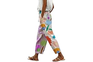 Graceful Floral Print Shirred Waist Pants