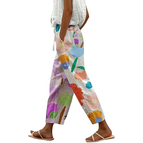 Graceful Floral Print Shirred Waist Pants