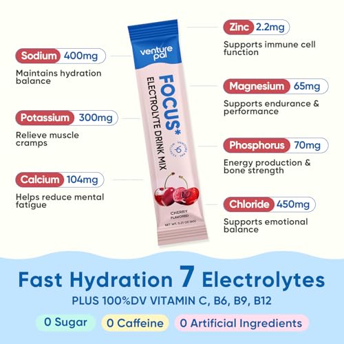 Image of Venture Pal Sugar Free Hydration + Focus Electrolyte Packets, 16 Sticks