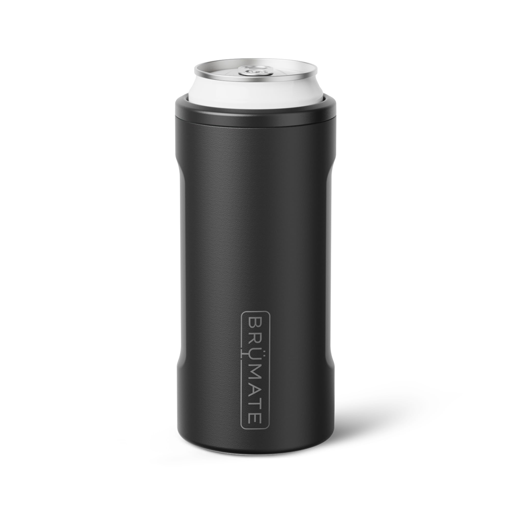 BrüMate Hopsulator Slim Can Cooler Insulated for 12oz Slim Cans | Skinny Can Insulated Stainless Steel Drink Holder for Hard Seltzer, Beer, Soda, and Energy Drinks (Matte Black) 12oz Matte Black