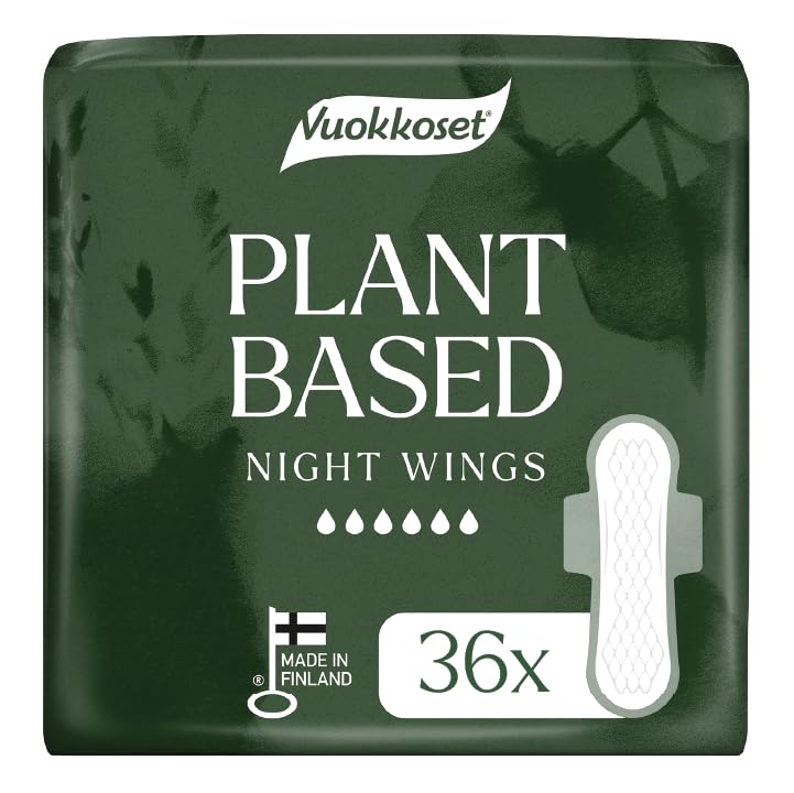 Vuokkoset - Toallas sanitarias finas a base de plantas de 12.5 pulgadas, paquete múltiple de 36 unidades para pieles sensibles, sin colorantes, fragancias y cloro, ecológicas, con núcleo absorbente