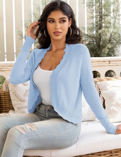 Image of OmicGot Women's Long Sleeve Cardigan Sweaters Open Front Cropped Bolero Shrugs for Dresses S-XL