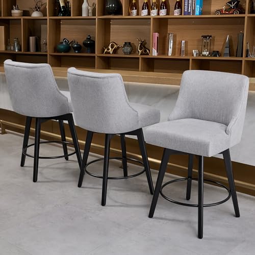 Image of 26 inch Counter Height Swivel Bar Stools, Set of 3, Grey