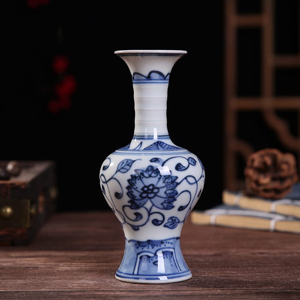 asdchZen Small Blue And White Porcelain Vases Blue Chinoiserie Decor Ceramic Flower Vases Chinoiserie Porcelain Classic Decor For Ornamental Vase Table Centerpieces Bookshelf Decor,H