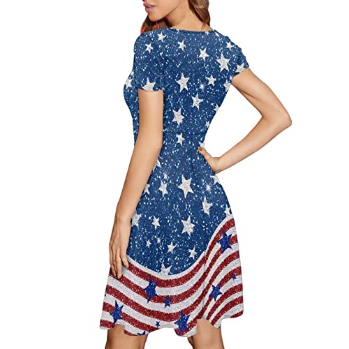 AFPANQZ Womens Casual Summer Lightweight Vintage Dress Short Sleeve Midi Dress Knee-Long Luxury Formal Dress3