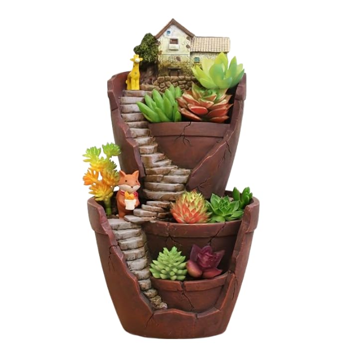 値下げ❢ガーデンニング　ヘレンド　植木鉢　プランター二個 Amazon.co.jp: [Rebirth]植木鉢 お家付き 階段付き プランター 2段