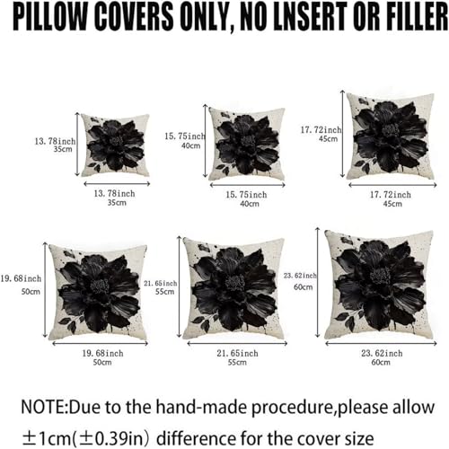 Housse de coussin 65x65 cm lot de 2 en lin imperméable noir - 6