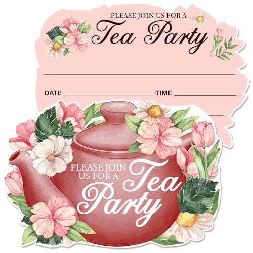 Invitaciones de fiesta de cumpleaños infantiles y reuniones de té estilo floral