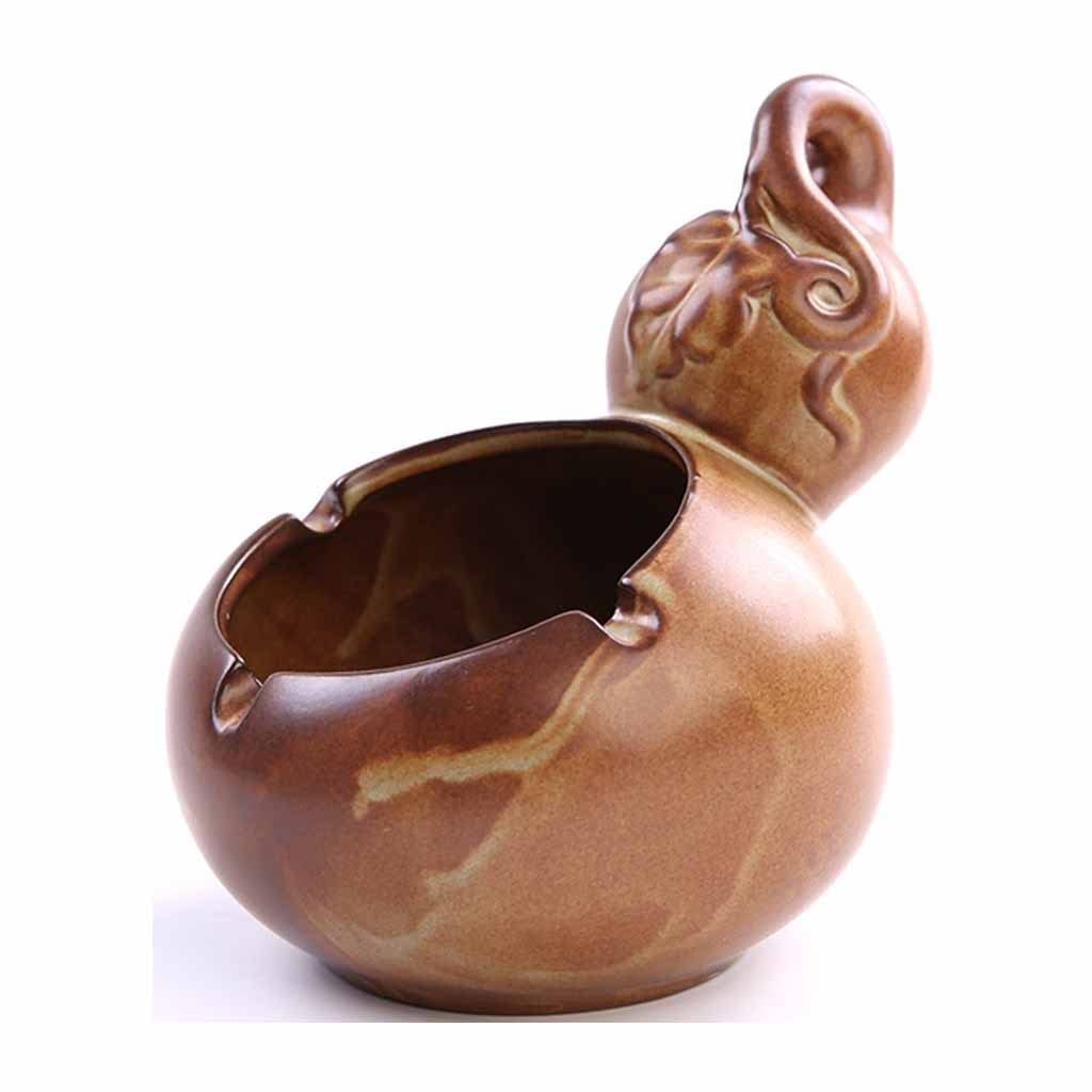 WENJ Personalized Ceramic Ashtray Large Living Room Office Home Men's Cigar Gifts High-end Ornaments (Color : Brown)
