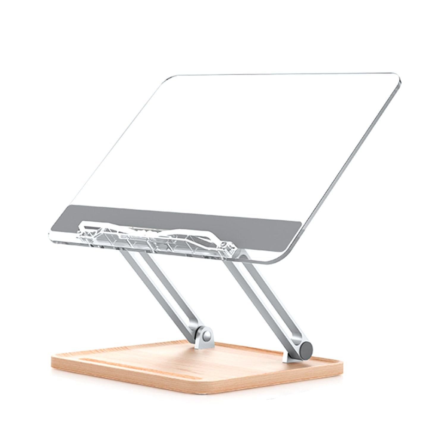 Soporte de Madera para Libros Tablero Acrílico Transparente Reposa Lectura Soporte para Tableta Soporte para Portátil Estantería de Escritorio con Clips de Página