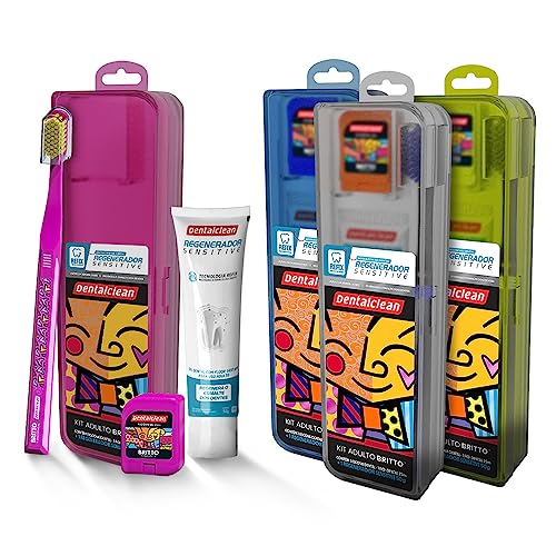 Dentalclean Kit Britto com Estojo, Escova de Dente, Fio Dental 20m e Creme Dental 50g - Cores Sortid