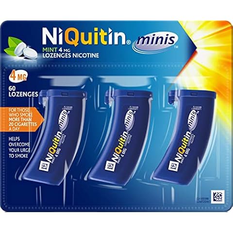 NiQuitin Minis Mint 4 mg Lozenges - Effective Smoking Craving Relief - Practical Pocket-Sized Container - Relieve Sudden Cravings - Reduce and Quit Smoking Aid, 60 Mini Lozenges Cover