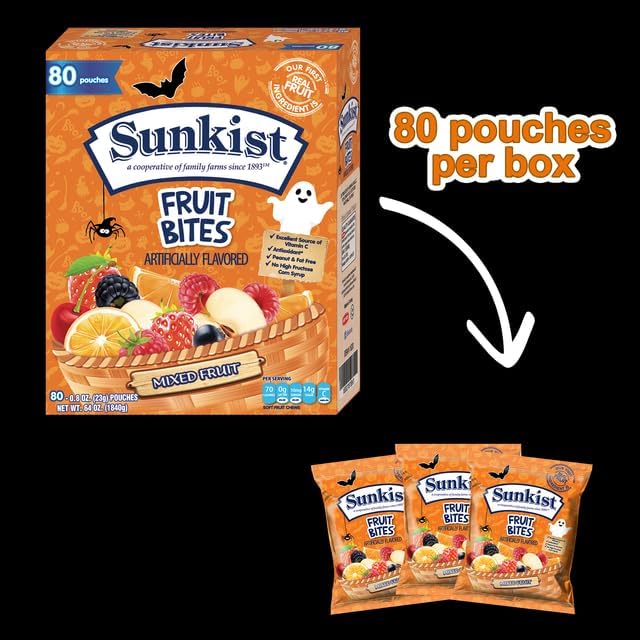 Halloween Fruit Snacks Variety Pack – 80 Count (64 oz) Individually Wrapped Halal, Peanut-Free, Fat-Free Bulk Candy for Trick or Treat (Mixed Fruits) (Halloween) - image 5
