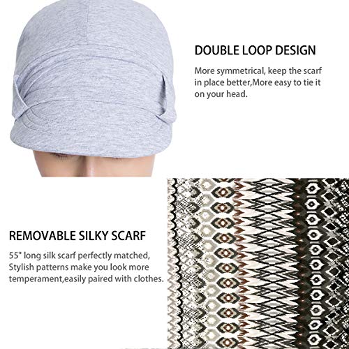 Jarsehera Chemo Hats For Women Bamboo Cotton Lined Newsboy Caps With Scarf Double Loop Headwear For Cancer Hair Loss #TOP3