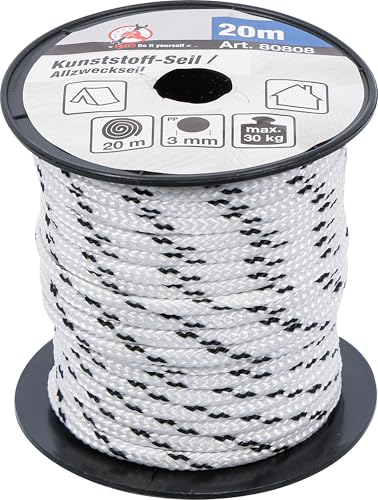 BGS Diy 80808 | Kunststoff-Seil/Allzweckseil | 3 mm x 20 m | schwarz/weiß