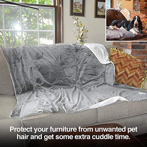 PetFusion Premium X-Large Hundedecke (60x48). Reversible Grey Micro Plush. [100% Polyester weich]