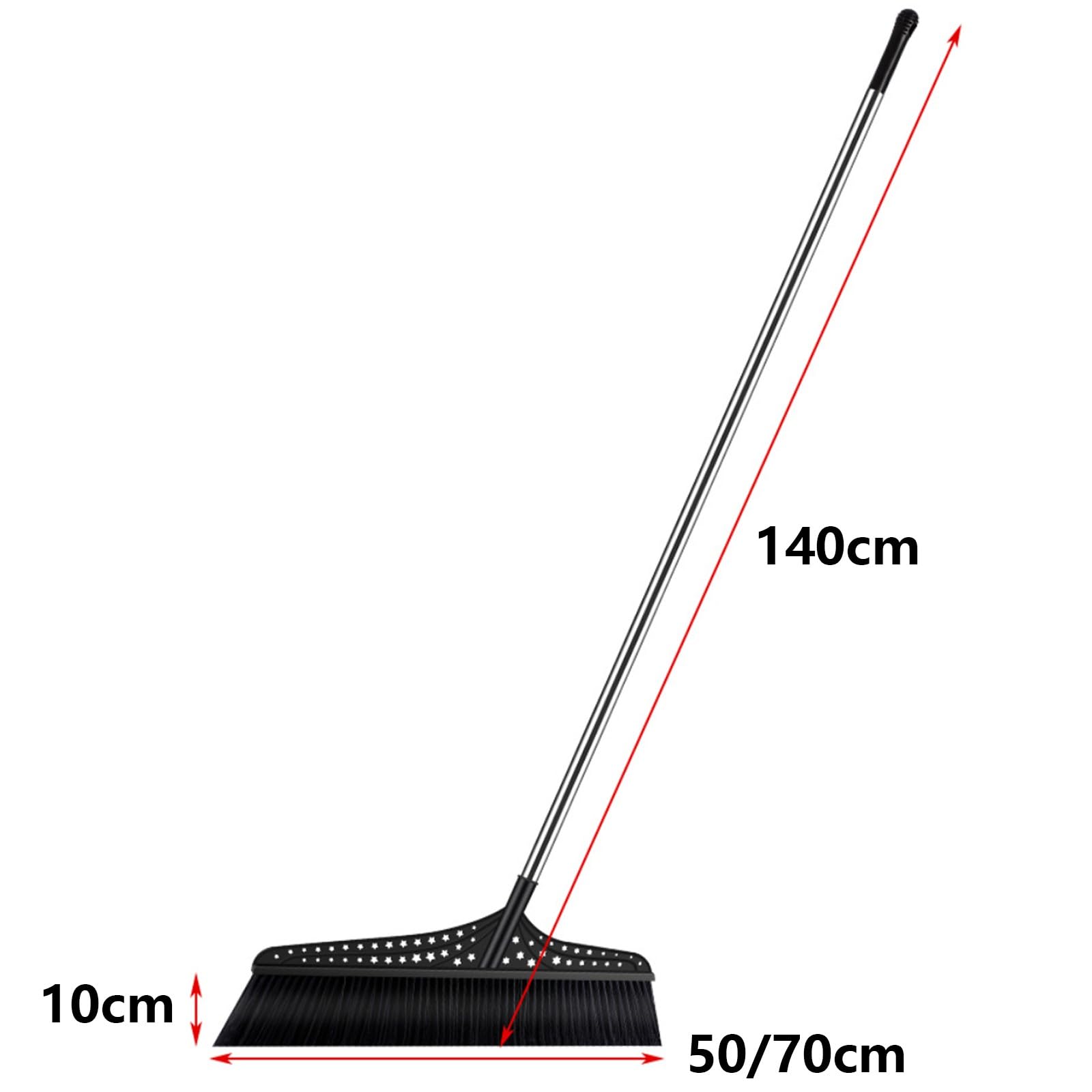 Scopa commerciale con setole dure, scopa larga per grandi spazi, scopa esterna per garage, cortili, esterni(Black,50cm)