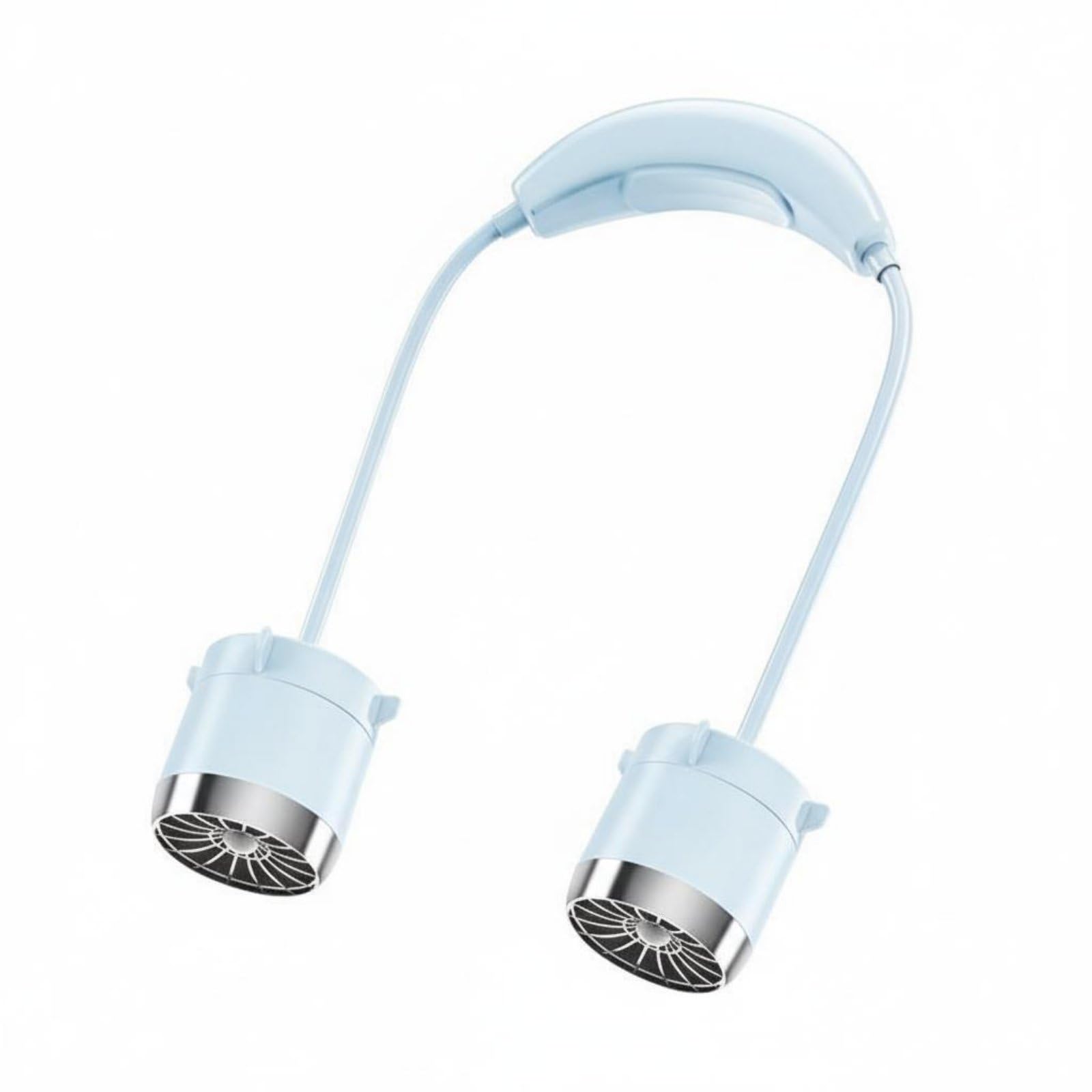 USB Rechargeable Portable Neckband Fan Adjustable Speed Neck Fan Flexible Arms Personal Cooling Device Lightweight for Outdoor, Travel, Sports, Office, Blue-image-8