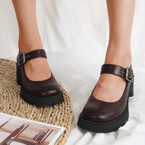 JENN ARDOR Women's Pumps Low Platform Heel Dress Shoes for Women Chunky Mary Jane Pumps Gothic Work Shoes Oxfords3