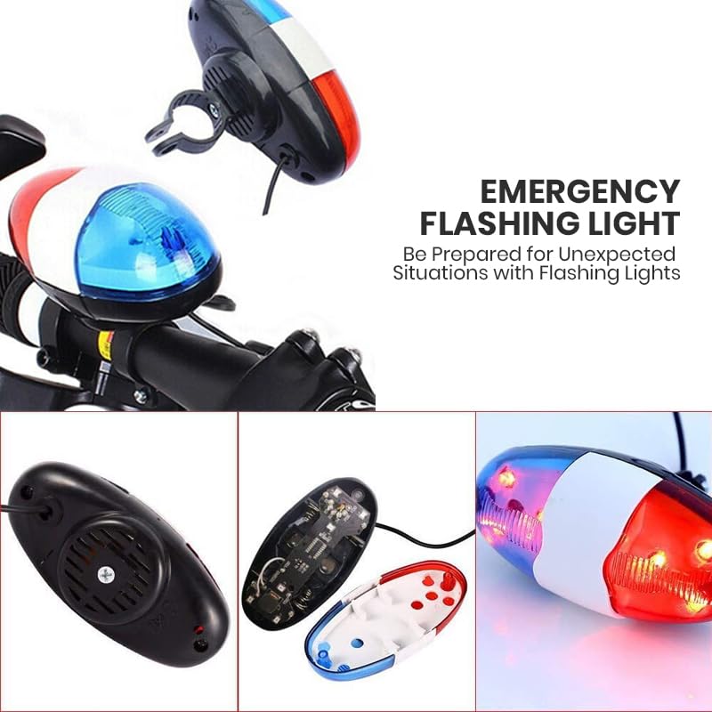 Luz Y Sirena Para Bicicleta Infantil – LED Policía Con 4 Sonidos, 110dB, Impermeable, Fácil Instalación (Pilas Luz Y Sirena Para Bicicleta Infantil – LED Policía Con 4 Sonidos, 110dB, Impermeable, Fácil Instalación (Pilas