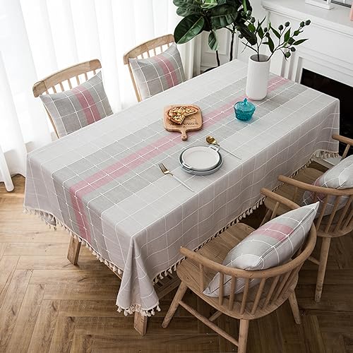 Nappe de table rectangulaire antitache en coton-lin de qualité supérieure 90x130