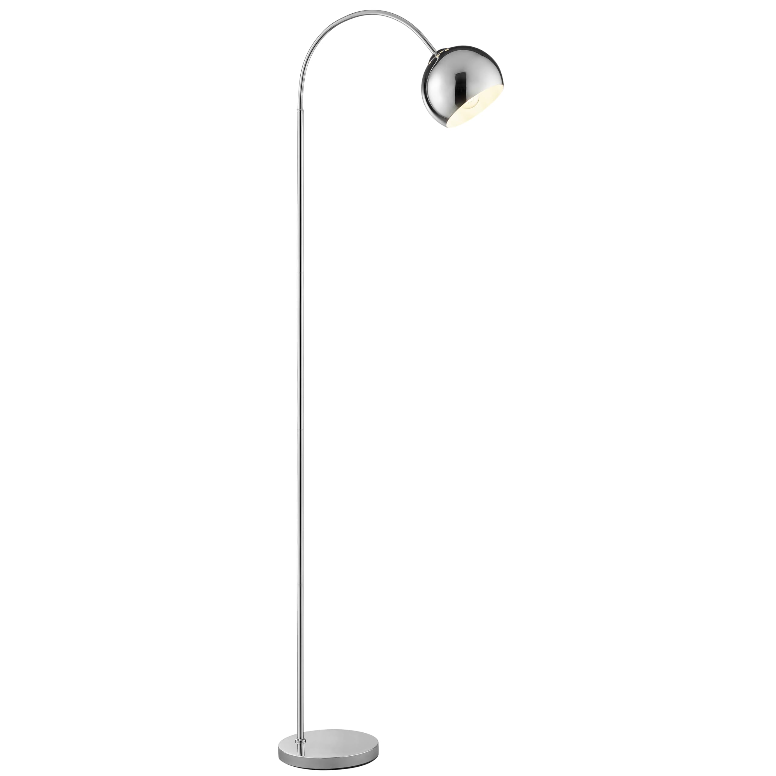Lampada da terra curva brillante Helen, attacco E27, altezza 170 cm, larghezza 23 cm, profondità 51 cm, braccio curvo, metallo, colore cromo, ideale per soggiorno, angolo lettura, design moderno ed