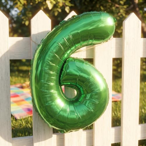 Image of YPSelected 32 Inch Large Foil Helium Number Balloon Birthday Wedding Party 0-9 (Green, 6)