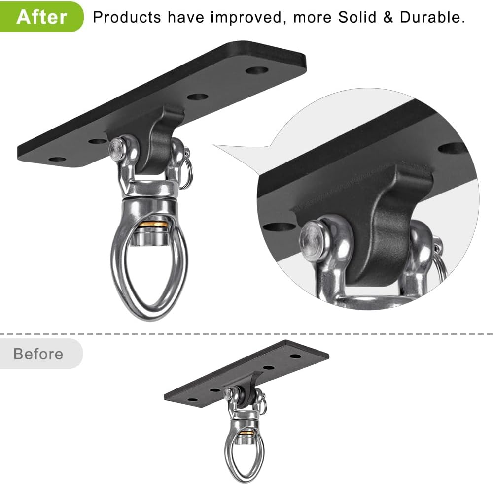 Dolibest Heavy Duty Swing Hanger, Swing Set Accessorie with Carabiner for Indoor Outdoor Playground, Porch Swing Hanging Kit for Wooden and Concrete Set with 4 Wood Screws and 4 Expansion Bolts, 900LB 1 51lhUbCHeLL. AC SL1000