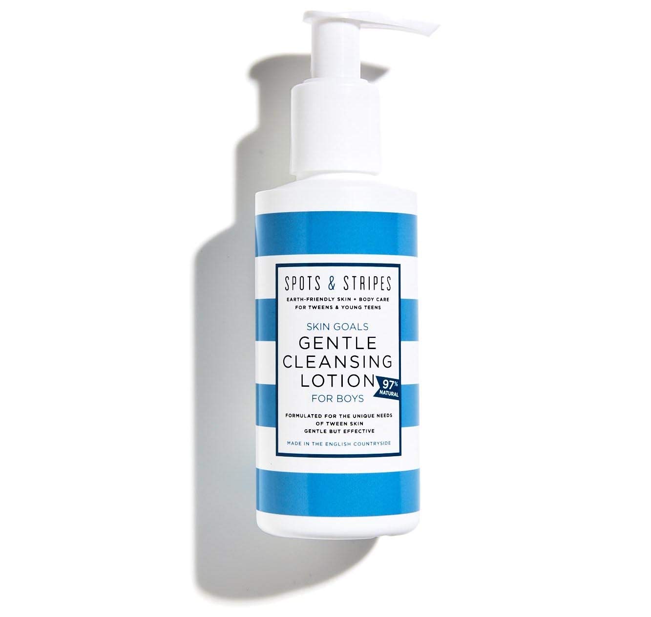 Spots & Stripes - Skin Goals Gentle Cleansing Lotion for Boys, the Perfect Starter Face Wash for Teen and Young Skin with Virgin Coconut, Kukui and Chamomile, Super-Gentle, Combats Blemishes (150ml)