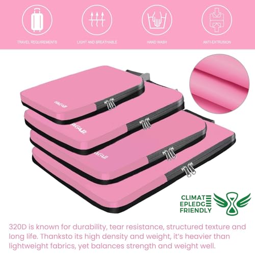 Image of BAGAIL 4 Set /6 Set /8 Set Compression Packing Cubes Travel Accessories Expandable Packing Organizers (Cloth Pattern, 4-Pink)