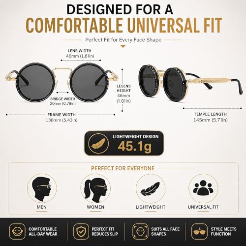 Image of Glaceon 1-9 Gears Adjustable Tint Sunglasses, Rounded Polarized Glasses with ND Filter Lenses, Polarized Sunglasses for Men, Lightweight Sun Glasses with UV Protection for Driving Fishing