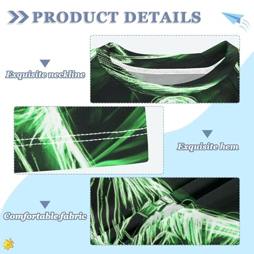 Boys Short Sleeve T-Shirts Baseball Green Neon Doodle Rashguard Kids Swim Shirts Sun UPF 50+3